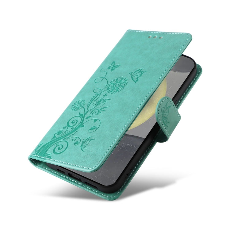 For Samsung Galaxy S25 5G Embossed Butterfly Flowers Leather Phone Case(Green) - free shipping - PMC Jewellery - Order now!
