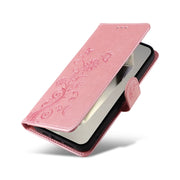 For Samsung Galaxy S25 Ultra 5G Embossed Butterfly Flowers Leather Phone Case(Rose Gold)