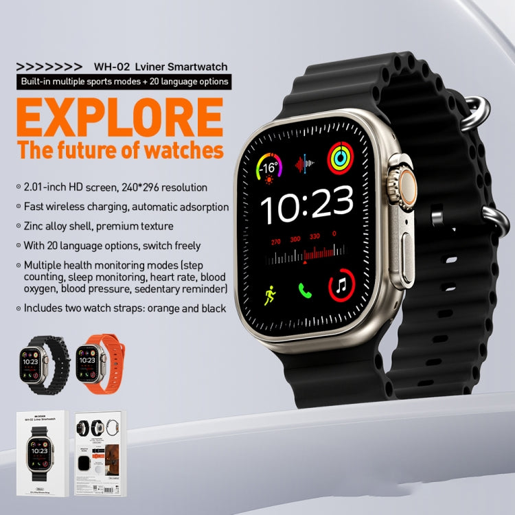 WK WH-02 Traveler 2.01 inch Smart Watch Supports Blood Oxygen Monitoring(Black) - Smart Watches by WK | Online Shopping South Africa | PMC TechLife | Buy Now Pay Later Mobicred