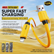 WK WDC-27i Elastic Genuine Silicone 1m 12W USB to 8 Pin Fast Charging Data Cable(Yellow)