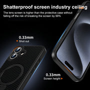 For iPhone 16 Plus Carbon Fiber MagSafe 360 Degree Rotating Holder Phone Case(Black)