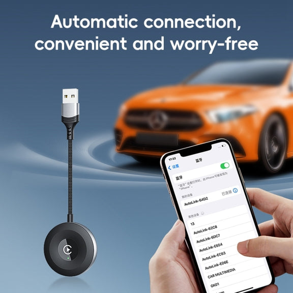 USB, USB-C / Type-C Wired to Wireless Car CarPlay Box Adapter for iPhone(Black)