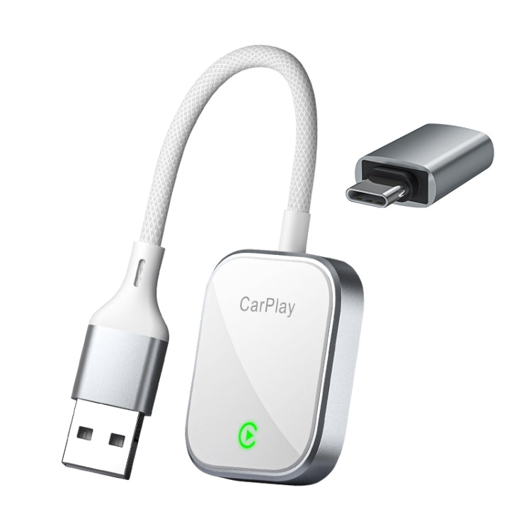 USB, USB-C / Type-C Dual Interface Wired to Wireless Car CarPlay Box Adapter for iPhone(White) - free shipping - PMC Jewellery - Order now!
