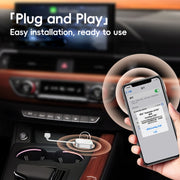 USB, USB-C / Type-C Dual Interface Wired to Wireless Car CarPlay Box Adapter for iPhone(Black)