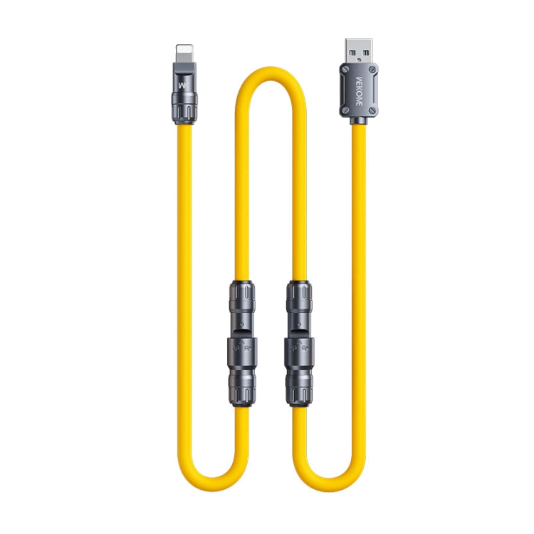 WK WDC-20 Mecha Series Silicone 1.4m 65W 4-in-1 Fast Charging Data Cable(Yellow)