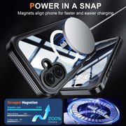 For iPhone 16 RedPepper Tempered Glass MagSafe Phone Case(Sky Blue)
