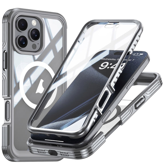 For iPhone 16 Pro RedPepper Tempered Glass MagSafe Phone Case(Grey)