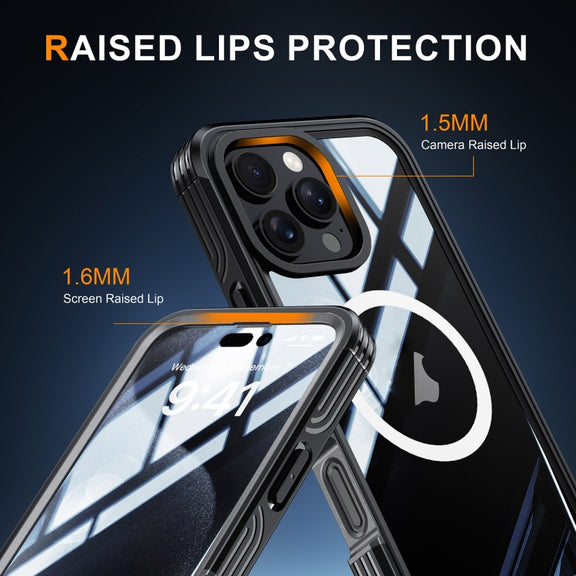 For iPhone 16 Pro RedPepper Tempered Glass MagSafe Phone Case(Dark Blue)