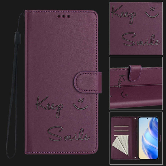 For Huawei Pura 70 Pro Smile Embossing RFID Leather Phone Case(Violet)