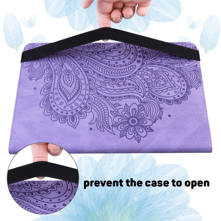 For Honor Pad 8 Peacock Embossed Pattern Leather Tablet Case(Purple)