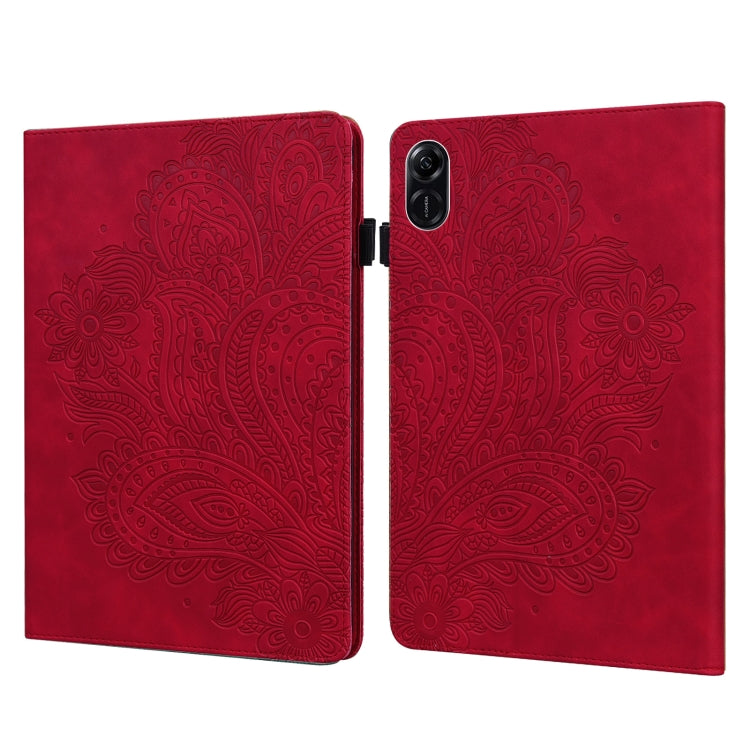 For Honor Pad X9 Peacock Embossed Pattern Leather Tablet Case(Red) - Honor by PMC TechLife | Online Shopping South Africa | PMC TechLife | Buy Now Pay Later Mobicred