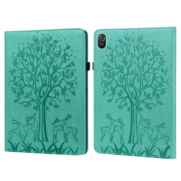 For Honor Pad 8 Tree & Deer Embossed Leather Tablet Case(Green) - Honor by PMC TechLife | Online Shopping South Africa | PMC TechLife | Buy Now Pay Later Mobicred