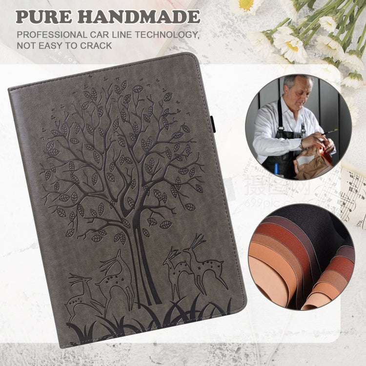 For Honor Pad X9 Tree & Deer Embossed Leather Tablet Case(Grey) - Honor by PMC TechLife | Online Shopping South Africa | PMC TechLife | Buy Now Pay Later Mobicred