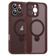 For iPhone 16 Pro Matte Texture 360 Degree Rotary Tone Holder MagSafe Phone Case(Plum Red) - iPhone 16 Pro Cases by PMC Jewellery | Online Shopping South Africa | PMC Jewellery | Buy Now Pay Later Mobicred