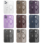 For iPhone 16 Matte Texture 360 Degree Rotary Tone Holder MagSafe Phone Case(Transparent)