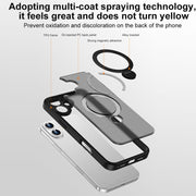 For iPhone 16 Matte Texture 360 Degree Rotary Tone Holder MagSafe Phone Case(Transparent)