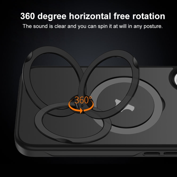 For iPhone 16 Matte Texture 360 Degree Rotary Tone Holder MagSafe Phone Case(Transparent)