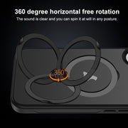 For iPhone 16 Plus Matte Texture 360 Degree Rotary Tone Holder MagSafe Phone Case(Dark Purple)