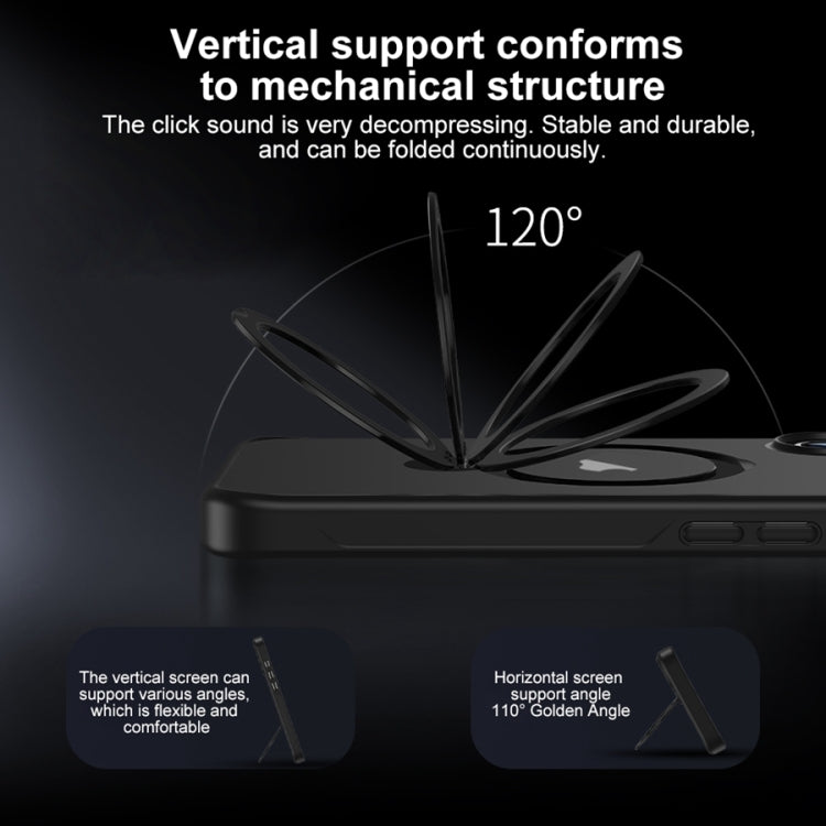 For iPhone 16 Plus Matte Texture 360 Degree Rotary Tone Holder MagSafe Phone Case(Titanium Gold)