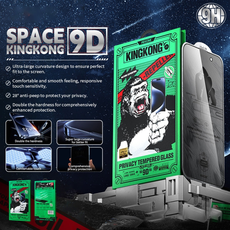 For iPhone 16 Pro WK WTP-088 Space King Kong 9D Curved 28 Degree Privacy Tempered Glass Film