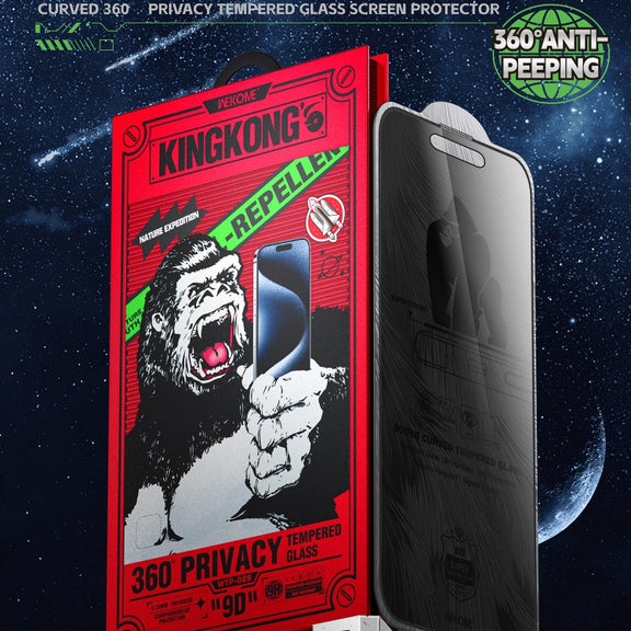 For iPhone 16 Pro WK WTP-089 Space King Kong 9D Curved 360 Degree Privacy Tempered Glass Film