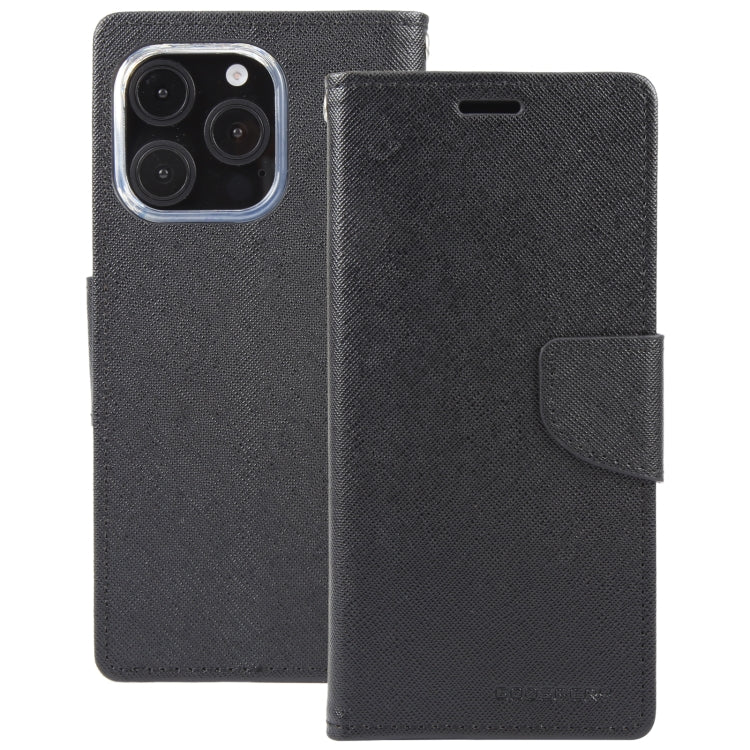 For iPhone 16 Pro GOOSPERY FANCY DIARY Cross Texture Leather Phone Case(Black) - free shipping - PMC Jewellery - Order now!