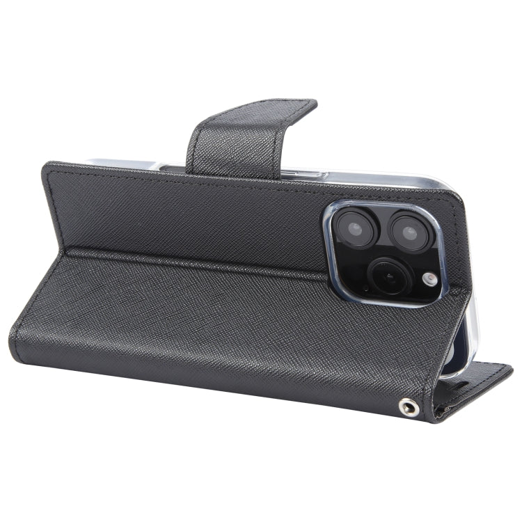 For iPhone 16 Pro GOOSPERY FANCY DIARY Cross Texture Leather Phone Case(Black) - free shipping - PMC Jewellery - Order now!