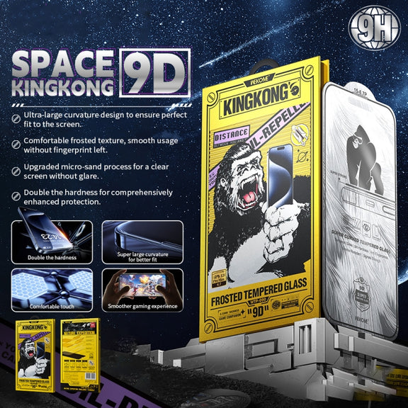 For iPhone 16 / 15 WK WTP-090 Space King Kong 9D Curved Frosted Tempered Glass Film