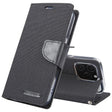 For iPhone 16 Pro Max GOOSPERY CANVAS DIARY Fabric Texture Flip Leather Phone Case(Black) - iPhone 16 Pro Max Cases by GOOSPERY | Online Shopping South Africa | PMC TechLife | Buy Now Pay Later Mobicred