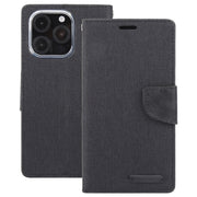For iPhone 16 Pro Max GOOSPERY CANVAS DIARY Fabric Texture Flip Leather Phone Case(Black)