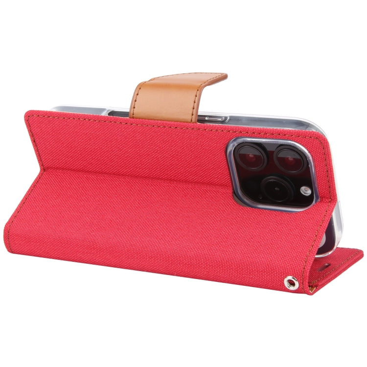 For iPhone 16 Pro Max GOOSPERY CANVAS DIARY Fabric Texture Flip Leather Phone Case(Red)