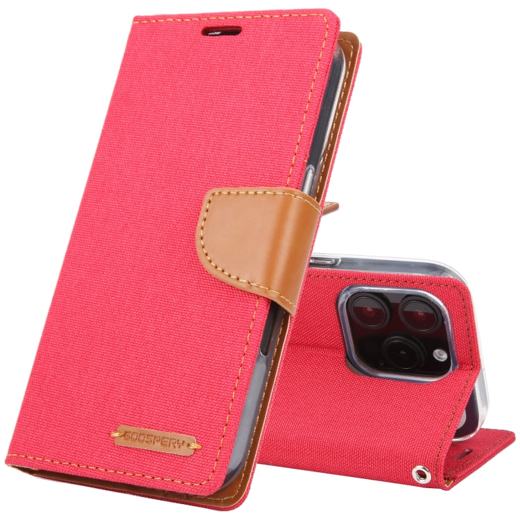 For iPhone 16 Pro Max GOOSPERY CANVAS DIARY Fabric Texture Flip Leather Phone Case(Red) - free shipping - PMC TechLife - Order now!