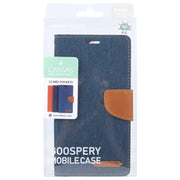 For iPhone 16 Pro GOOSPERY CANVAS DIARY Fabric Texture Flip Leather Phone Case(Navy Blue)