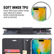 For iPhone 16 Pro Max GOOSPERY CANVAS DIARY Fabric Texture Flip Leather Phone Case(Black)