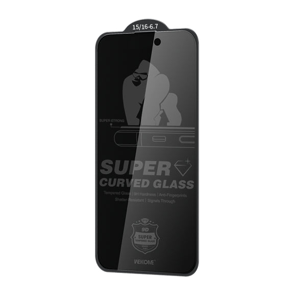 For iPhone 16 Plus / 15 Plus WK WTP-092 King Kong 6D Curved 28 Degree Privacy Tempered Glass Film