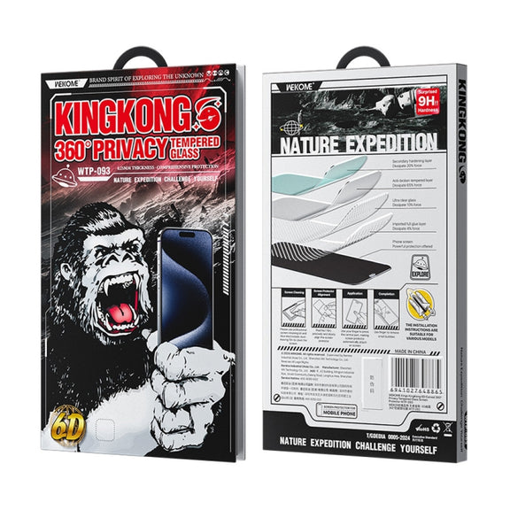 For iPhone 16 Plus / 15 Plus WK WTP-093 King Kong 6D Curved 360 Degree Privacy Tempered Glass Film