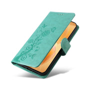 For Redmi K70 / K70 Pro Embossed Butterfly Flowers Leather Phone Case(Green)