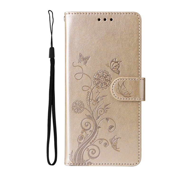 For Redmi K70 Ultra Embossed Butterfly Flowers Leather Phone Case(Gold)
