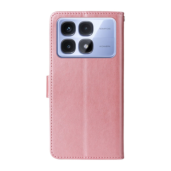 For Redmi K70 Ultra Embossed Butterfly Flowers Leather Phone Case(Rose Gold)