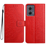 For Motorola Edge 2024 Flower Embossed Leather Phone Case(Red)