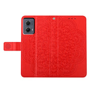 For Motorola Edge 2024 Flower Embossed Leather Phone Case(Red)