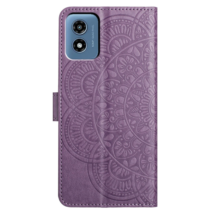 For Motorola Moto G Play 2024 Flower Embossed Leather Phone Case(Purple) - Motorola Cases by PMC Jewellery | Online Shopping South Africa | PMC Jewellery | Buy Now Pay Later Mobicred