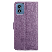 For Motorola Moto G Play 2024 Flower Embossed Leather Phone Case(Purple)
