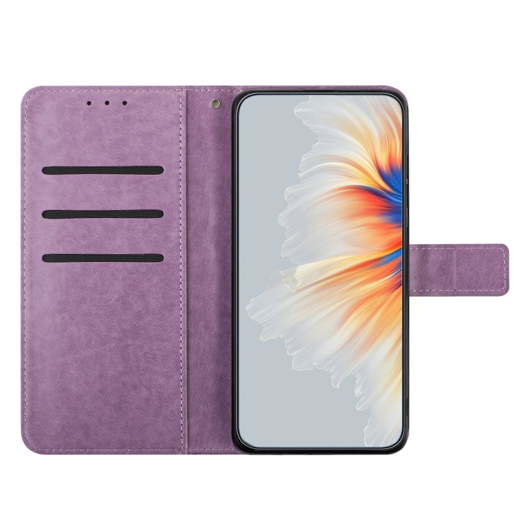 For Motorola Moto G Play 2024 Flower Embossed Leather Phone Case(Purple)