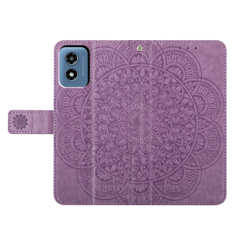 For Motorola Moto G Play 2024 Flower Embossed Leather Phone Case(Purple)