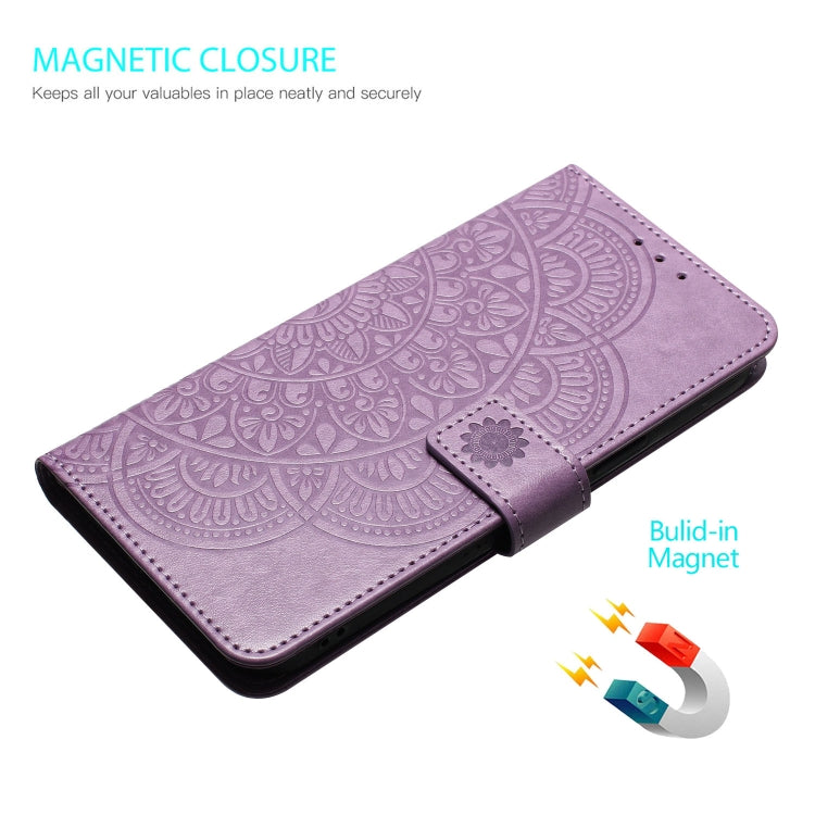 For Motorola Moto G Play 2024 Flower Embossed Leather Phone Case(Purple)
