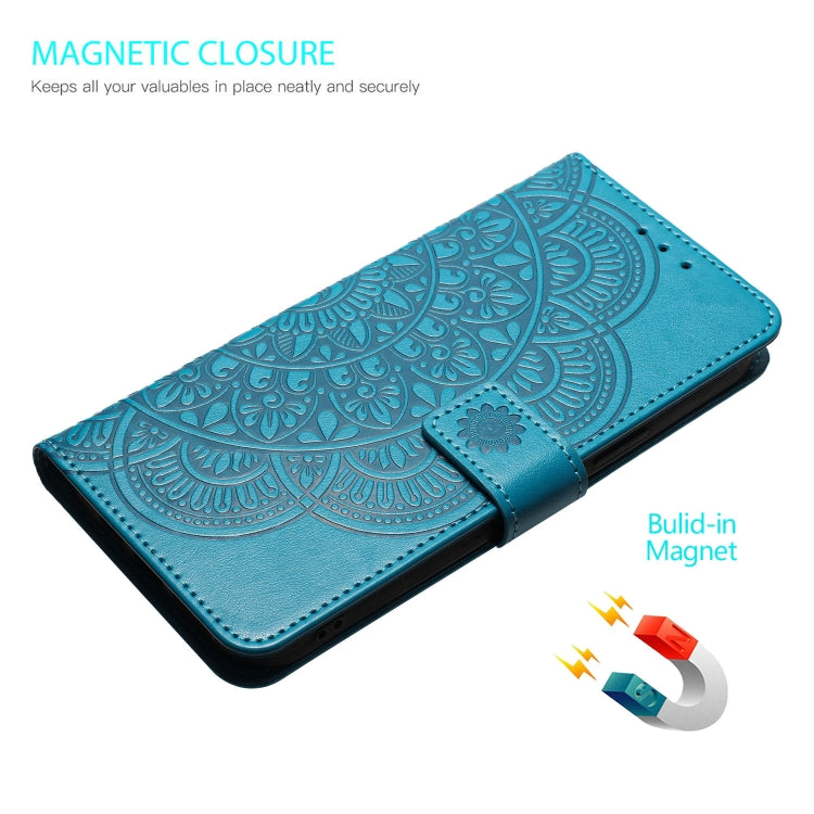 For Motorola Moto G Play 2024 Flower Embossed Leather Phone Case(Blue) - Motorola Cases by PMC Jewellery | Online Shopping South Africa | PMC Jewellery | Buy Now Pay Later Mobicred