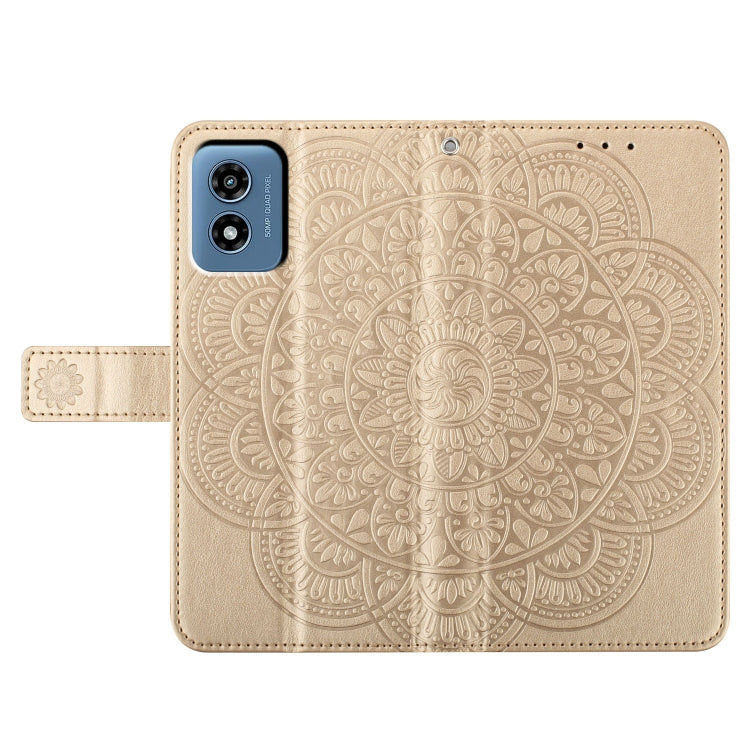 For Motorola Moto G Play 2024 Flower Embossed Leather Phone Case(Gold) - Motorola Cases by PMC Jewellery | Online Shopping South Africa | PMC Jewellery | Buy Now Pay Later Mobicred