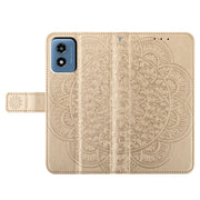 For Motorola Moto G Play 2024 Flower Embossed Leather Phone Case(Gold)
