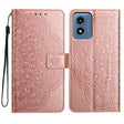 For Motorola Moto G Play 2024 Flower Embossed Leather Phone Case(Rose Gold) - Motorola Cases by PMC Jewellery | Online Shopping South Africa | PMC Jewellery | Buy Now Pay Later Mobicred